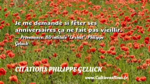 Je me demande si fêter ses anniversaires ça ne fait pas vieillir. - Provenance: BD intitulé  Le chat , Philippe Geluck CITATIONS PHILIPPE GELUCK