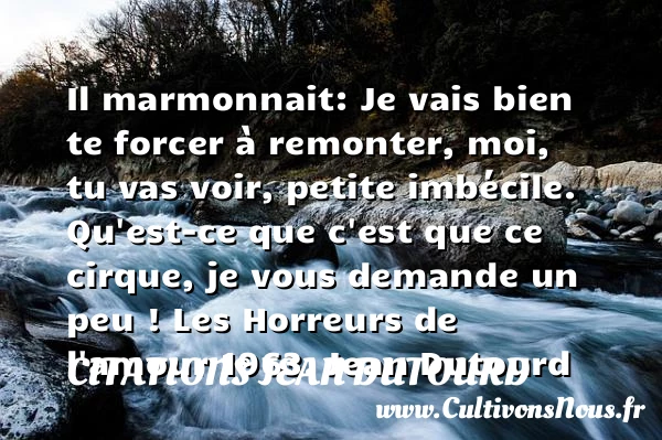 Il marmonnait: Je vais bien - Citations Jean Dutourd - Citation cirque - Citation imbécile