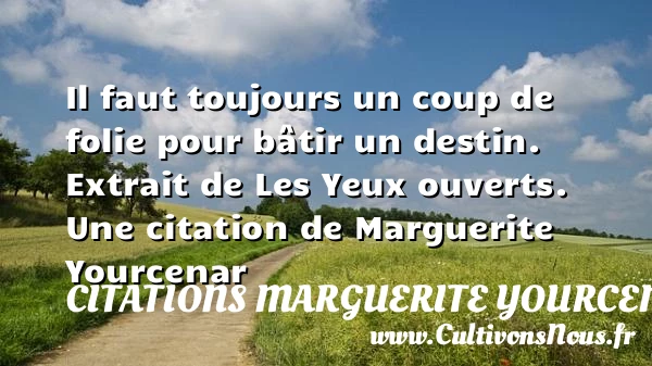 Il faut toujours un coup de - Citations Marguerite Yourcenar - Citation folie
