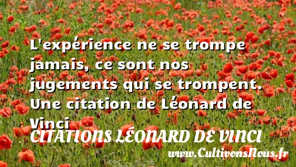 L’expérience ne se trompe - Citations Léonard de Vinci - Citation jugement