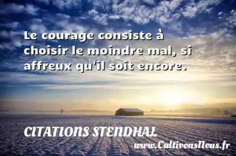 Le courage consiste à  choisir le moindre mal, si affreux qu il soit encore. CITATIONS STENDHAL