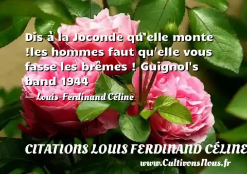 Dis à la Joconde qu elle monte !les hommes faut qu elle vous fasse les brêmes ! Guignol s band 1944 - Louis-Ferdinand Céline CITATIONS LOUIS FERDINAND CÉLINE