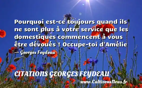 Pourquoi est-ce toujours quand ils ne sont plus à votre service que les domestiques commencent à vous être dévoués ! Occupe-toi d Amélie - Georges Feydeau CITATIONS GEORGES FEYDEAU