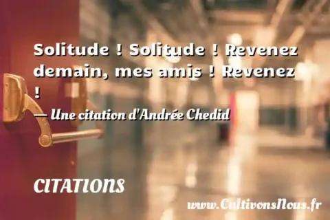 Solitude ! Solitude ! Revenez demain, mes amis ! Revenez ! - Une citation d Andrée Chedid CITATIONS