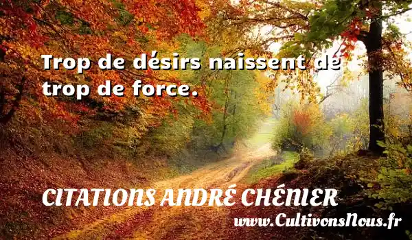 Trop de désirs naissent de trop de force. CITATIONS ANDRÉ CHÉNIER