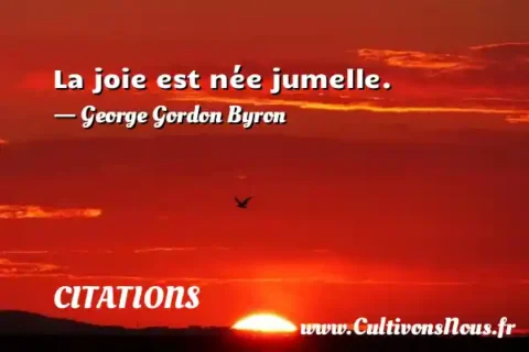 La joie est née jumelle.   - George Gordon Byron CITATIONS