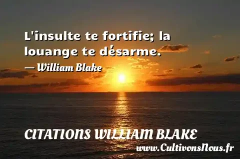 L insulte te fortifie; la louange te désarme.   - William Blake CITATIONS WILLIAM BLAKE