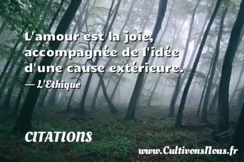 L amour est la joie, accompagnée de l idée d une cause extérieure. - L Ethique CITATIONS