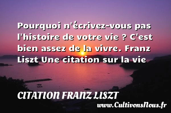 Pourquoi n’écrivez-vous - Citation Franz Liszt - Citation sur la vie