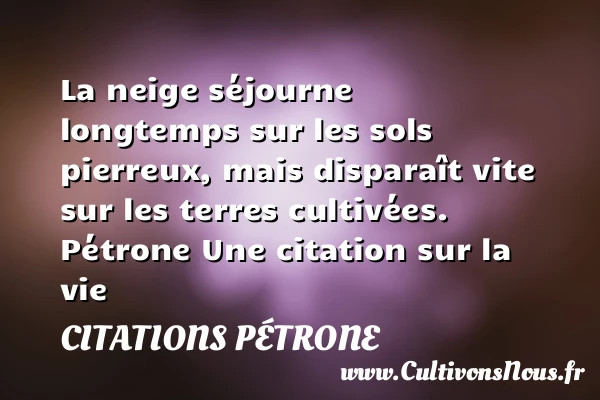 La neige séjourne longtemps - Citations Pétrone - Citation sur la vie