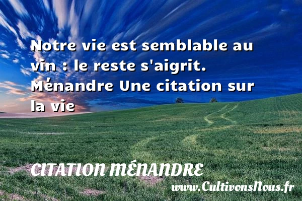 Notre vie est semblable au - Citation Ménandre - Citation sur la vie