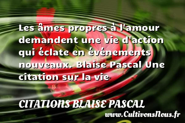 Les âmes propres à l’amour - Citations Blaise Pascal - Citation sur la vie