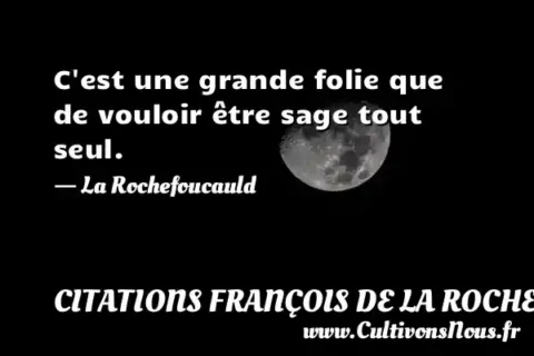 C est une grande folie que de vouloir être sage tout seul. - La Rochefoucauld CITATIONS FRANÇOIS DE LA ROCHEFOUCAULD
