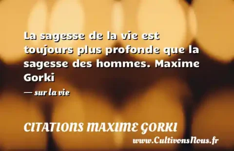 La sagesse de la vie est toujours plus profonde que la sagesse des hommes. Maxime Gorki - sur la vie CITATIONS MAXIME GORKI
