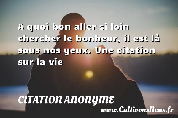 A quoi bon aller si loin - Citation anonyme - Citation loin - Citation sur la vie
