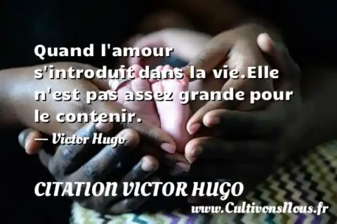 Quand l amour s introduit dans la vie.Elle n est pas assez grande pour le contenir. - Victor Hugo CITATION VICTOR HUGO