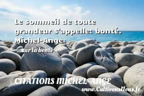 Le sommeil de toute grandeur s appelle: bonté. Michel-Ange - sur la bonté CITATIONS MICHEL-ANGE