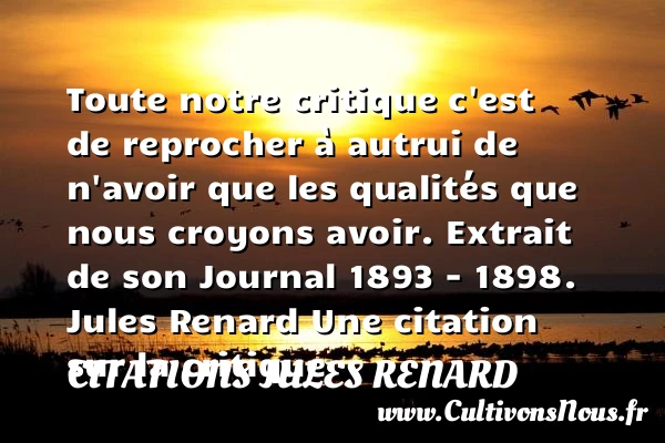 Toute notre critique - Citations Jules Renard - Citation critique