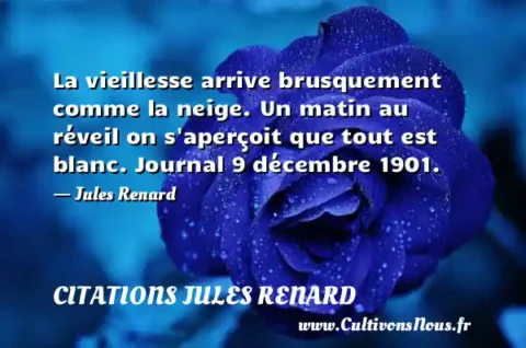 La vieillesse arrive brusquement comme la neige. Un matin au réveil on s aperçoit que tout est blanc. Journal 9 décembre 1901. - Jules Renard CITATIONS JULES RENARD