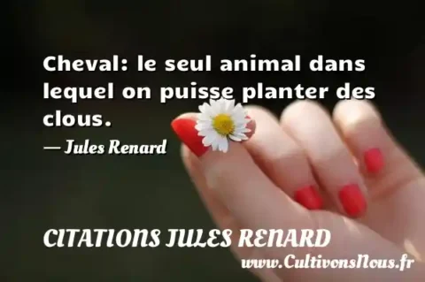 Cheval: le seul animal dans lequel on puisse planter des clous. - Jules Renard CITATIONS JULES RENARD