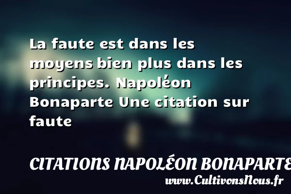 La faute est dans les moyens - Citations Napoléon Bonaparte - Citation fautes