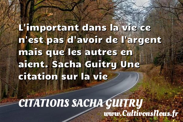 L’important dans la vie ce - Citations Sacha Guitry - Citation sur la vie