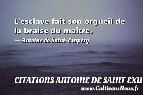 L esclave fait son orgueil de la braise du maître. - Antoine de Saint-Exupéry CITATIONS ANTOINE DE SAINT EXUPÉRY