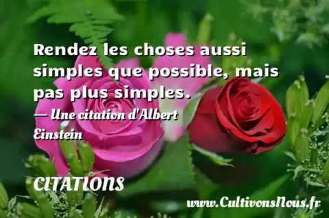 Rendez les choses aussi simples que possible, mais pas plus simples. - Une citation d Albert Einstein CITATIONS