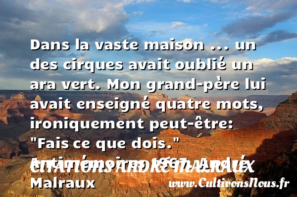 Dans la vaste maison … un - Citations André Malraux - Citation cirque