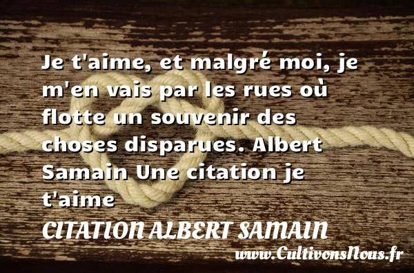 Je t’aime, et malgré moi, je - Citation Albert Samain - Citations je t aime