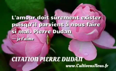 L amour doit sûrement exister puisqu il parvient à nous faire si mal. Pierre Dudan - je t aime CITATION PIERRE DUDAN