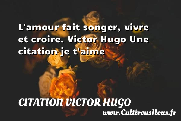 L’amour fait songer, vivre et - citation Victor Hugo - Citations je t aime