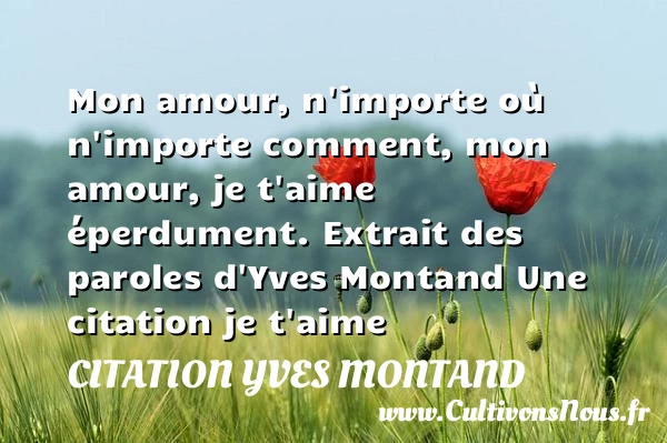 Mon amour, n’importe où - Citation Yves Montand - Citations je t aime