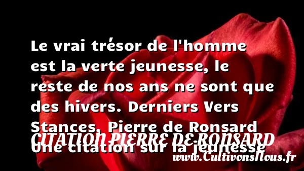 Le vrai trésor de l’homme est - Citation Pierre de Ronsard - Citation Jeunesse