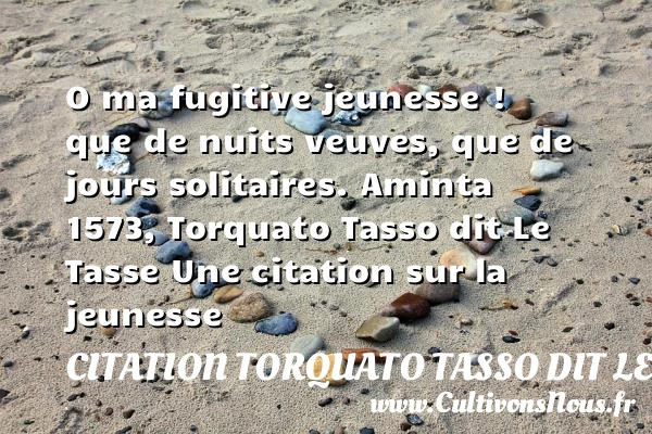 O ma fugitive jeunesse ! que - Citation Torquato Tasso dit Le Tasse - Citation Jeunesse