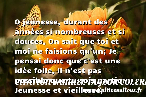 O jeunesse, durant des années - Citation Samuel Taylor Coleridge - Citation Jeunesse