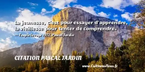 La jeunesse, c est pour essayer d apprendre, la vieillesse pour tenter de comprendre. - Toupie la rage 1972, Pascal Jardin CITATION PASCAL JARDIN