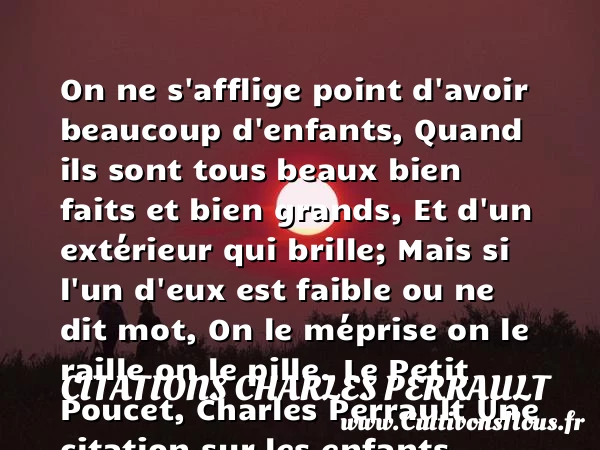 On ne s’afflige point d’avoir - Citations Charles Perrault - Citation enfant