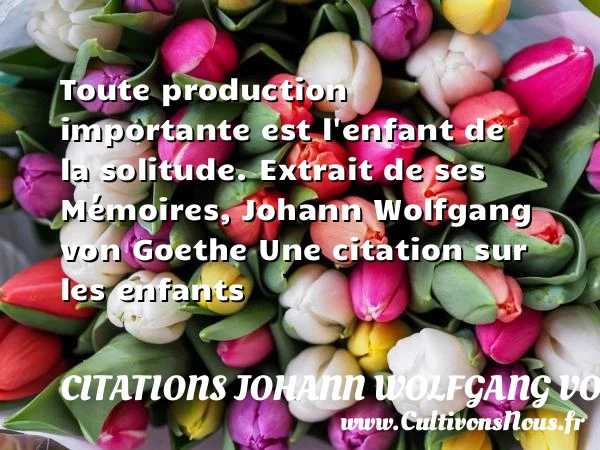 Toute production importante - Citations Johann Wolfgang von Goethe - Citation enfant