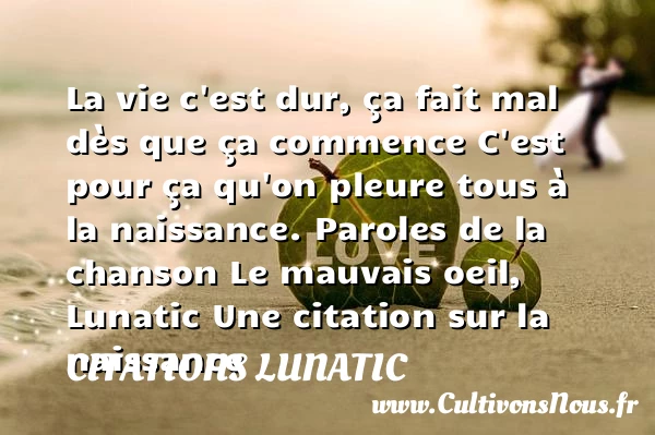 La vie c’est dur, ça fait mal dès - Citations Lunatic - citation naissance