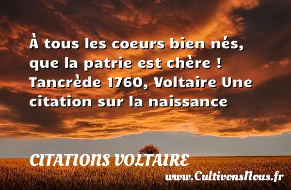 À tous les coeurs bien nés, que - Citations Voltaire - citation naissance