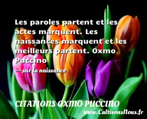Les paroles partent et les actes marquent. Les naissances marquent et les meilleurs partent. Oxmo Puccino - sur la naissance CITATIONS OXMO PUCCINO