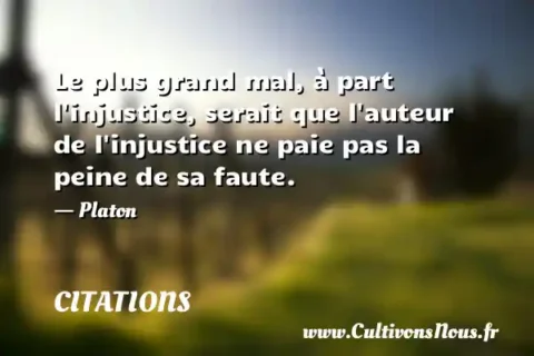 Le plus grand mal, à part l injustice, serait que l auteur de l injustice ne paie pas la peine de sa faute. - Platon CITATIONS