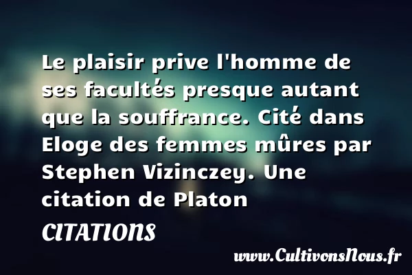 Le plaisir prive l’homme de - Citations - Citations Platon - Antiquité - Citation philosophie - philosophe