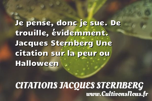 Je pense, donc je sue. De - Citations Jacques Sternberg - Citation Halloween