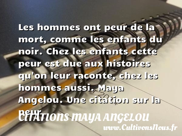 Les hommes ont peur de la mort, - Citations Maya Angelou - Citation peur
