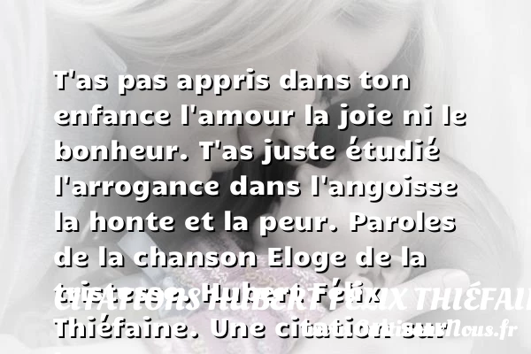 T’as pas appris dans ton enfance - Citations Hubert Félix Thiéfaine - Citation peur