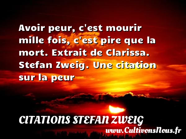 Avoir peur, c’est mourir mille - Citations Stefan Zweig - Citation peur