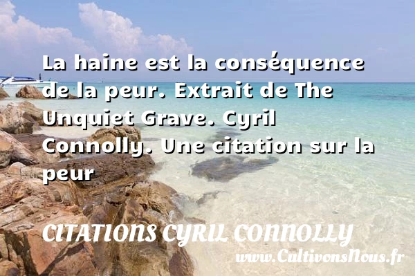 La haine est la conséquence de la - Citations Cyril Connolly - Citation peur