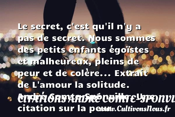 Le secret, c’est qu’il n’y a pas - Citations André Comte-Sponville - Citation peur